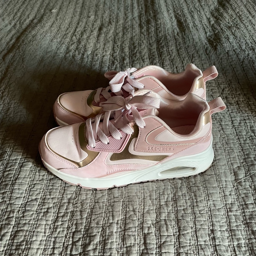 Skechers Pink and Gold Kids Sneakers - Picture 3 of 6